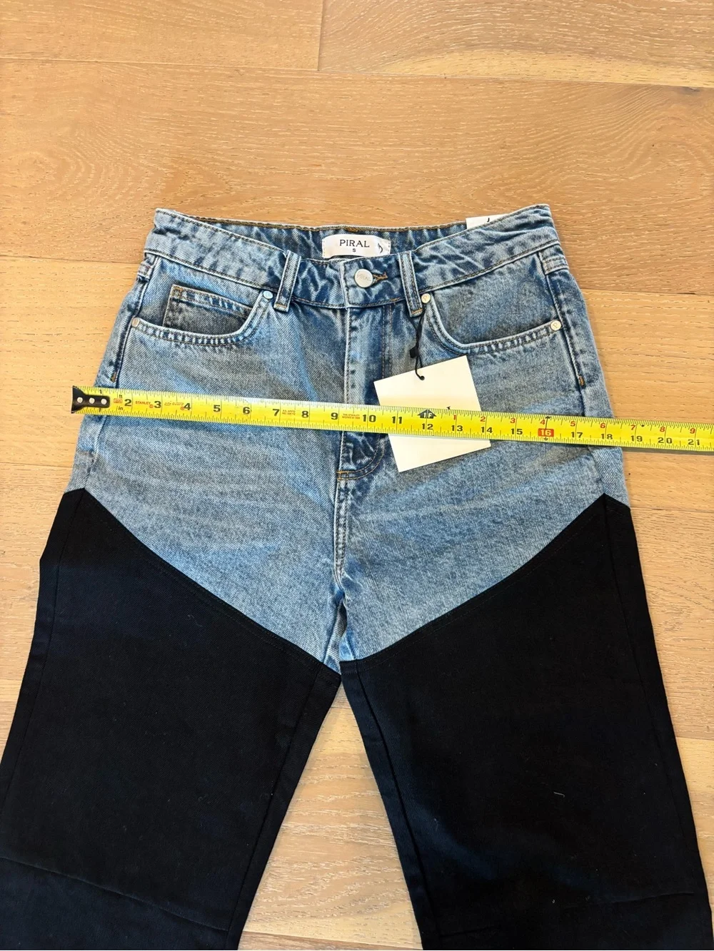 Piral Bicolor Chap Jeans Sz 4 / Small NWT denim black two tone high waist